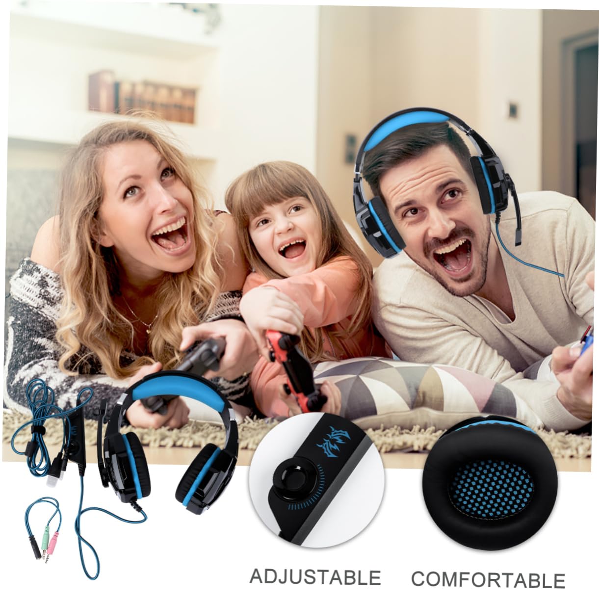 UPKOCH 1pezzi Cuffie Gaming Luminose Over-ear Con Microfono e Cavo Adattatore Comfort e Isolamento Acustico Per Gioco e Console Versione Design Elegante e Stile Moderno