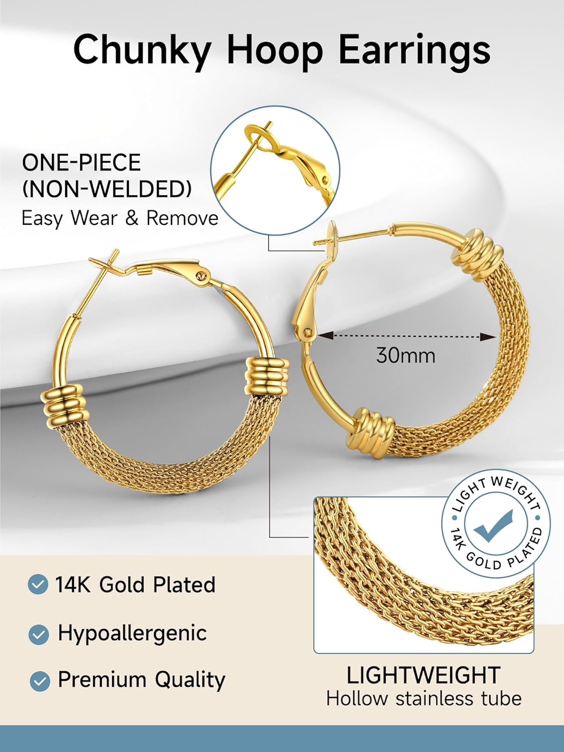 PROSTEEL 30/40/60/80/100mm Chunky Hoop Earrings For Women Gold Plated/Black Stainless Steel Hoops Earrings Statement Jewelry - Image 6