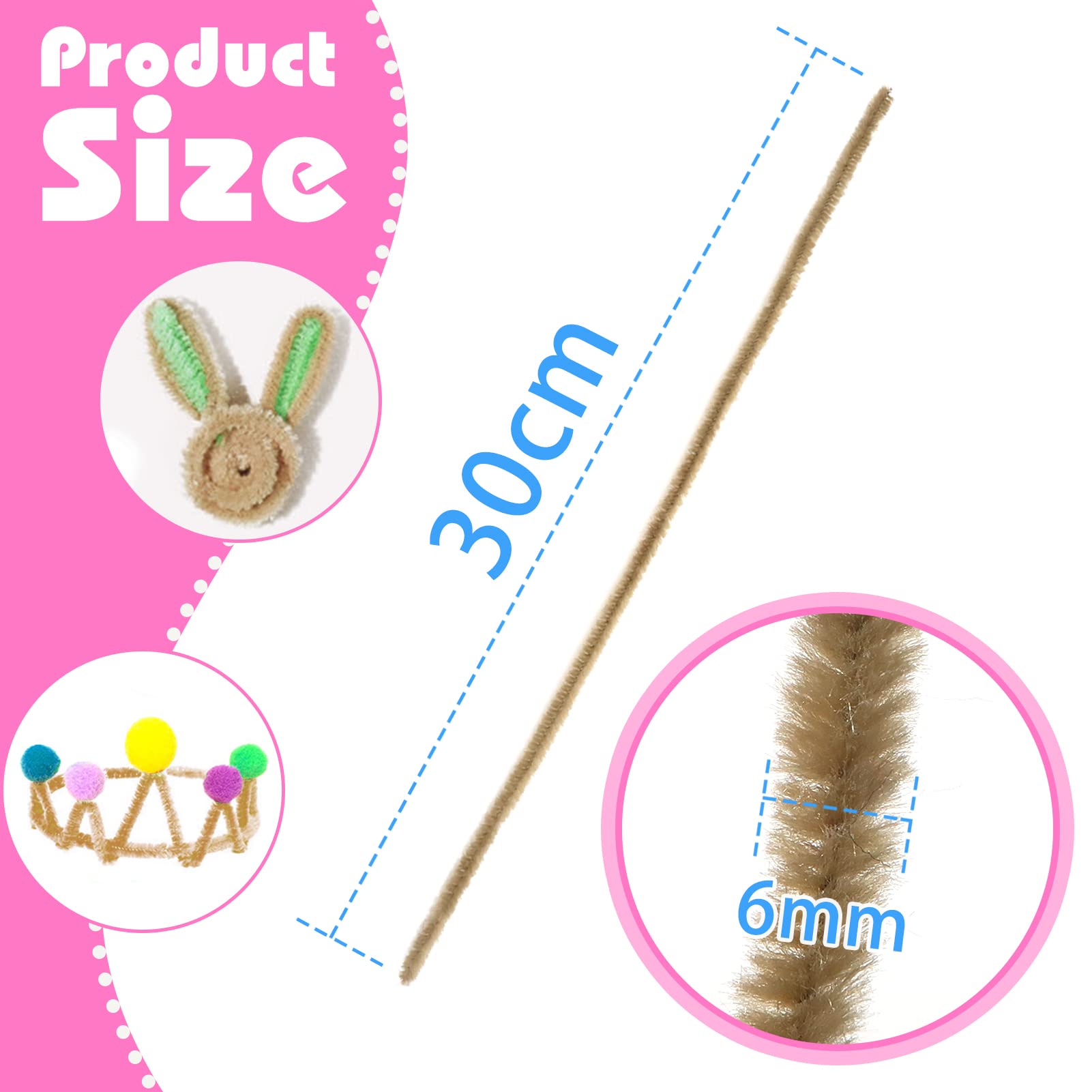 100 Scovolini Ciniglia Verdi + 100 Occhi Mobili Adesivi - Per Lavoretti Fai Da Te, Bambole E Decorazioni - Foto 2