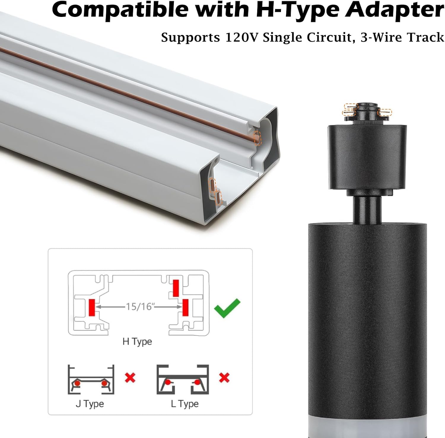 13FT H Track Lighting Kit - White Single Circuit Track Rails with Floating Canopy, Live End Feeds & Connectors | Complete H-Style System for Home, Office, Gallery & Retail Lighting(White)