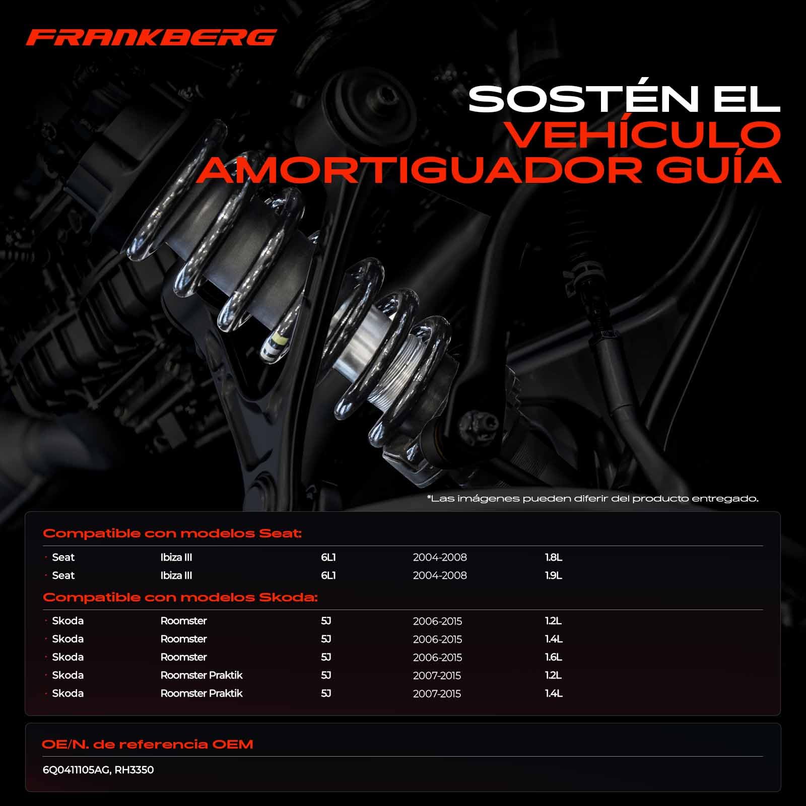 Frankberg 2 resortes de suspensión para eje delantero 6Q0411105AG | Compatible con: Ibiza III 6L1, Habitación 5J7, R.o.o.m.s.t.e.r Praktik 5J