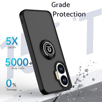 QUIETIP Case Compatible with Xiaomi Poco F7 with Screen Protector,TPU + Hard PC Magnetic Ring Car Mount Stand Cover,Black