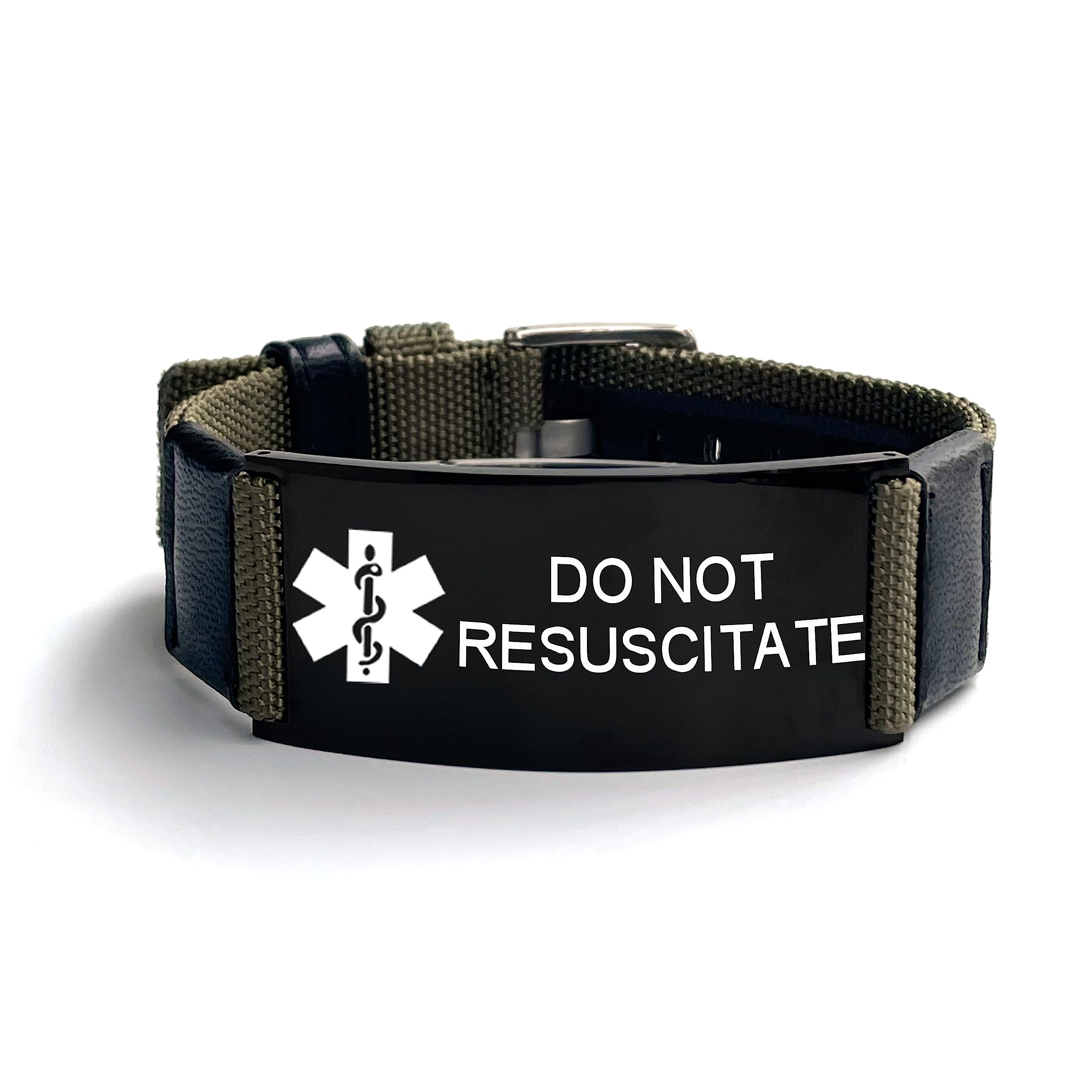 QINGDUO Free Engraved Medical Allergy ID Bracelet Emergency Alert Sport Medical Linen Cloth Wristband Polish Stainless Steel ID Bracelet for Unisex,Allergic Awareness Bracelet,Size Adjustable,3 Colors