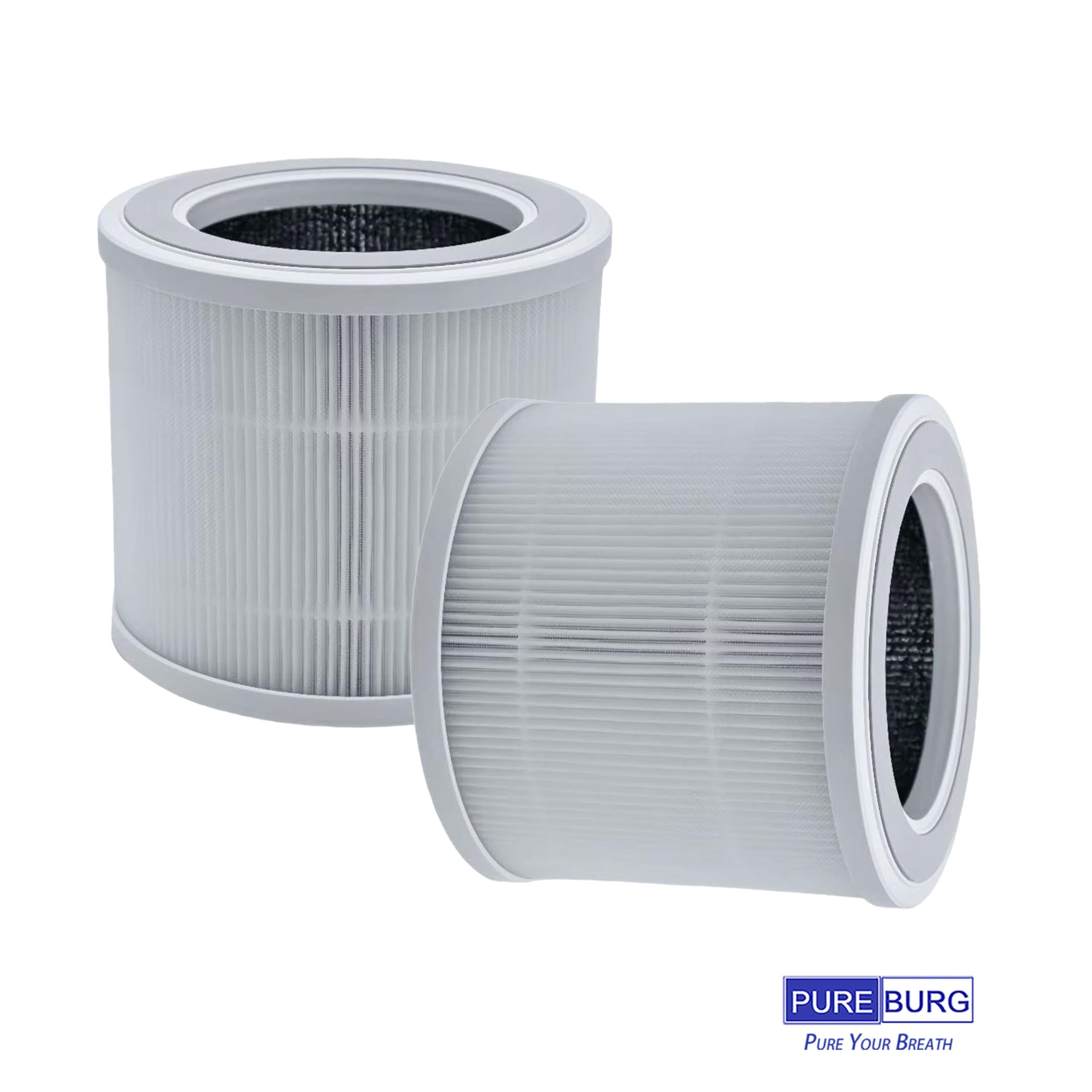 PUREBURG Filtros HEPA compatibles con purificador de aire FULMINARE PU-P07, filtro H13 de 3 etapas, carbón activado 2 en 1, limpieza de aire, polvo, COV, olor PM2.5, humo, paquete de 2