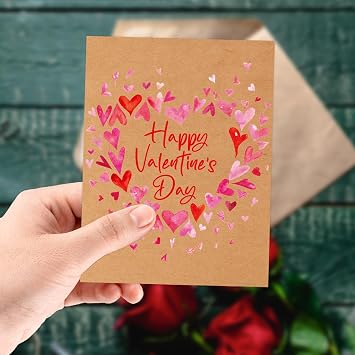 Fancy Land Kraft Valentines Cards with Envelopes 24 Pack Valentines Greeting Cards Blank Inside Kids Adults