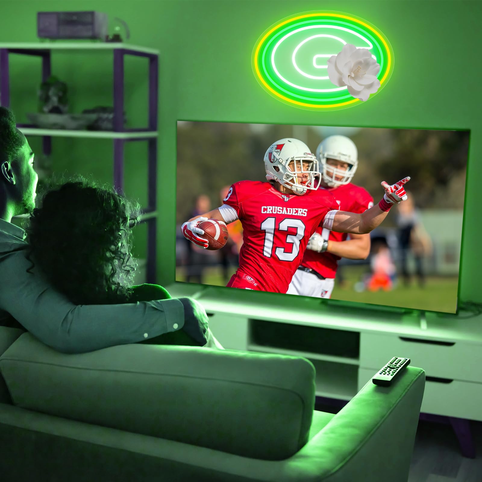 Packers - Letrero de neón de fútbol verde para decoración de pared, luces de neón para letreros de negocios, bar, pub, restaurante, luz LED de neón para tiendas, letreros de cueva de hombre