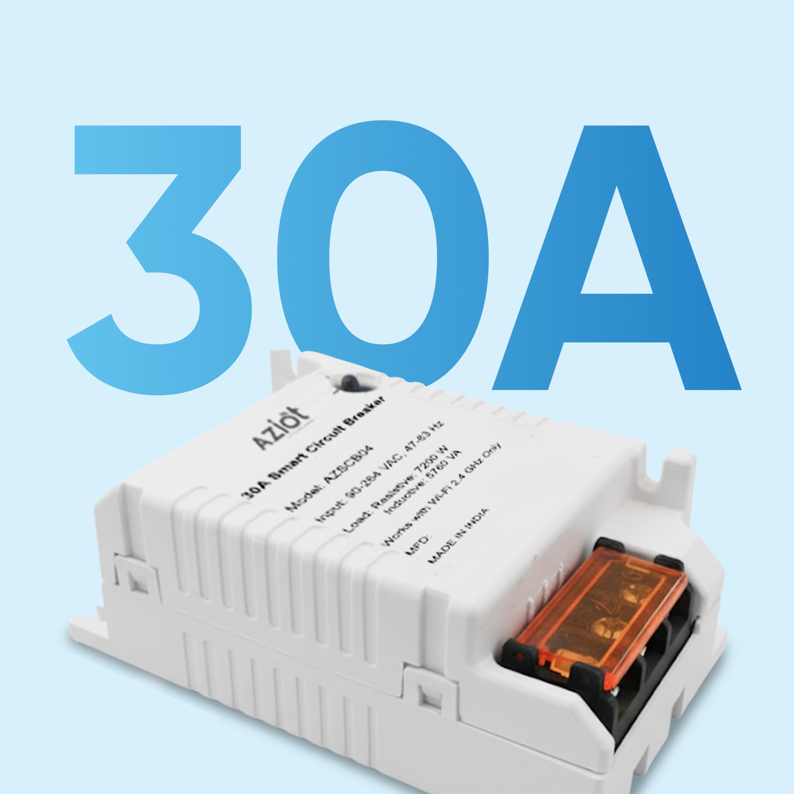 Aziot 30Amp with Energy Monitoring WiFi plus Bluetooth Smart Circuit Breaker, Mobile App Control, Alexa & Google Assistant Compatible, Easy Installation, Made in India 3