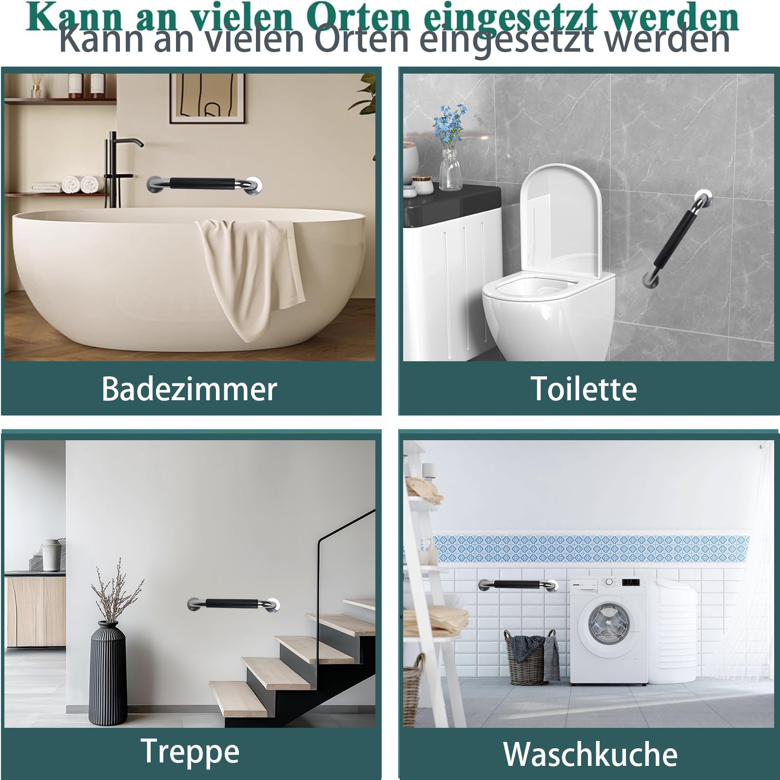 Haltegriffe für Senioren, 2 Stück Rutschfreier Haltegriff, 30cm Haltegriff Dusche Edelstahl Dusche Badewannengriff mit Schraube für WC Bad für und Menschen mit Behinderung