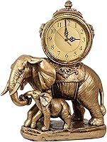 Vista 8 de Table Clock Pendulum Clock Desktop Desktop Elephant Clock Clock Ornaments Home Living Room Retro Wood Old-Fashioned Clock Desk Clock (Color : B)