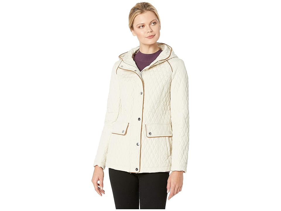 

Tommy Hilfiger Hooded Quilt Double Pocket Jacket (Stone) Women's Coat