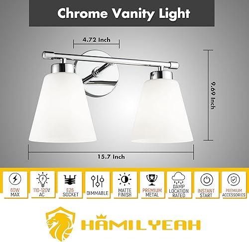 Miniatura 46 de Hamilyeah Lámparas doradas para tocador de baño sobre el espejo, 3 luces de tocador de cristal transparente, accesorios de iluminación industriales