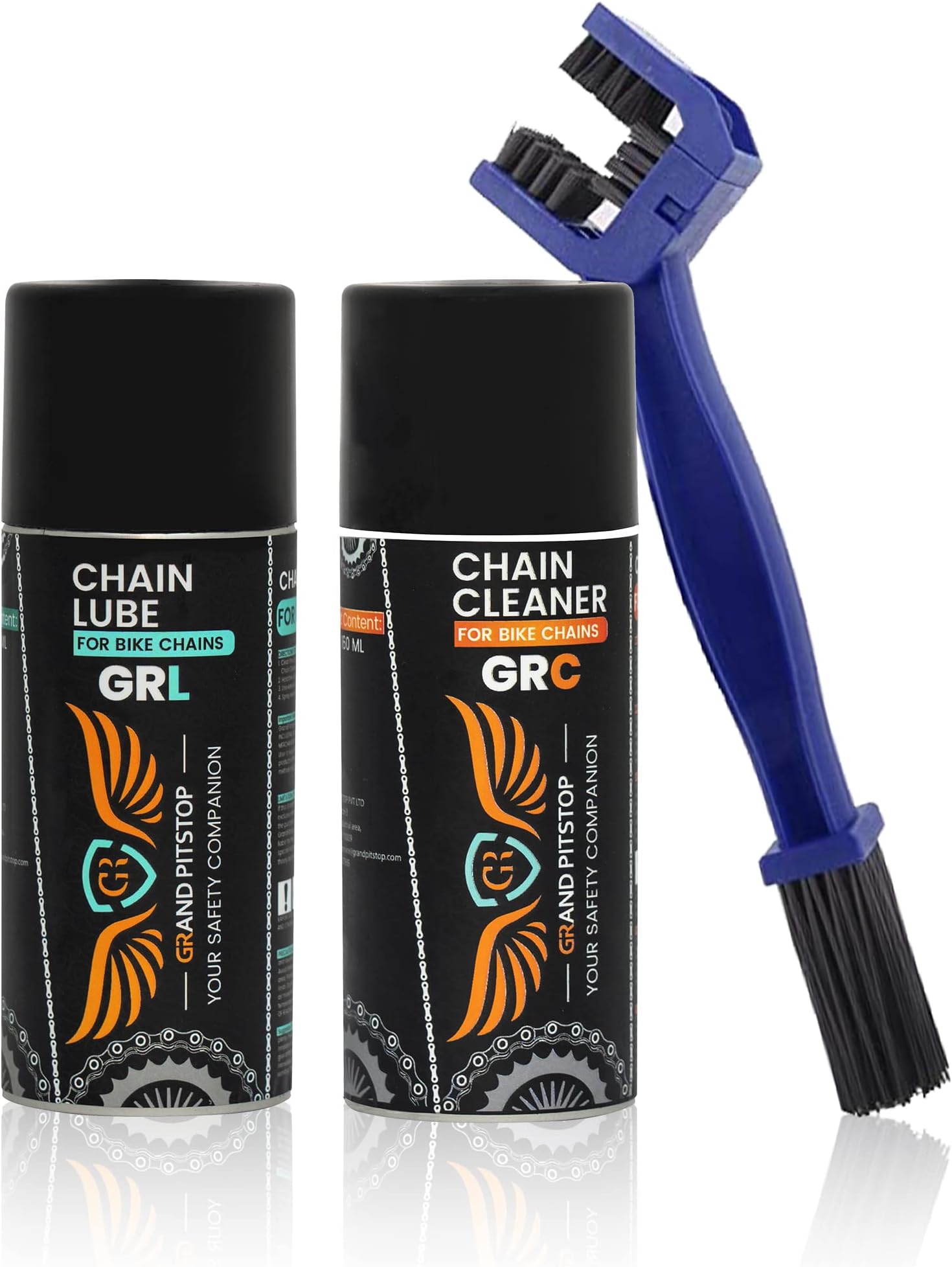Grand Pitstop Chain Clean and C2 Chain lube (150 ml) with Grand Pitstop Bike Chain Cleaning Brush Blue (BBC1C2)