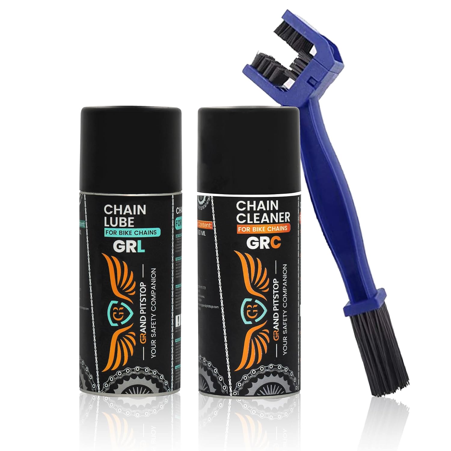 Grand Pitstop Chain Clean and C2 Chain lube (150 ml) with Grand Pitstop Bike Chain Cleaning Brush Blue (BBC1C2) Grand Pitstop Chain Clean and C2 Chain lube (150 ml) with Grand Pitstop Bike Chain Cleaning Brush Blue (BBC1C2)