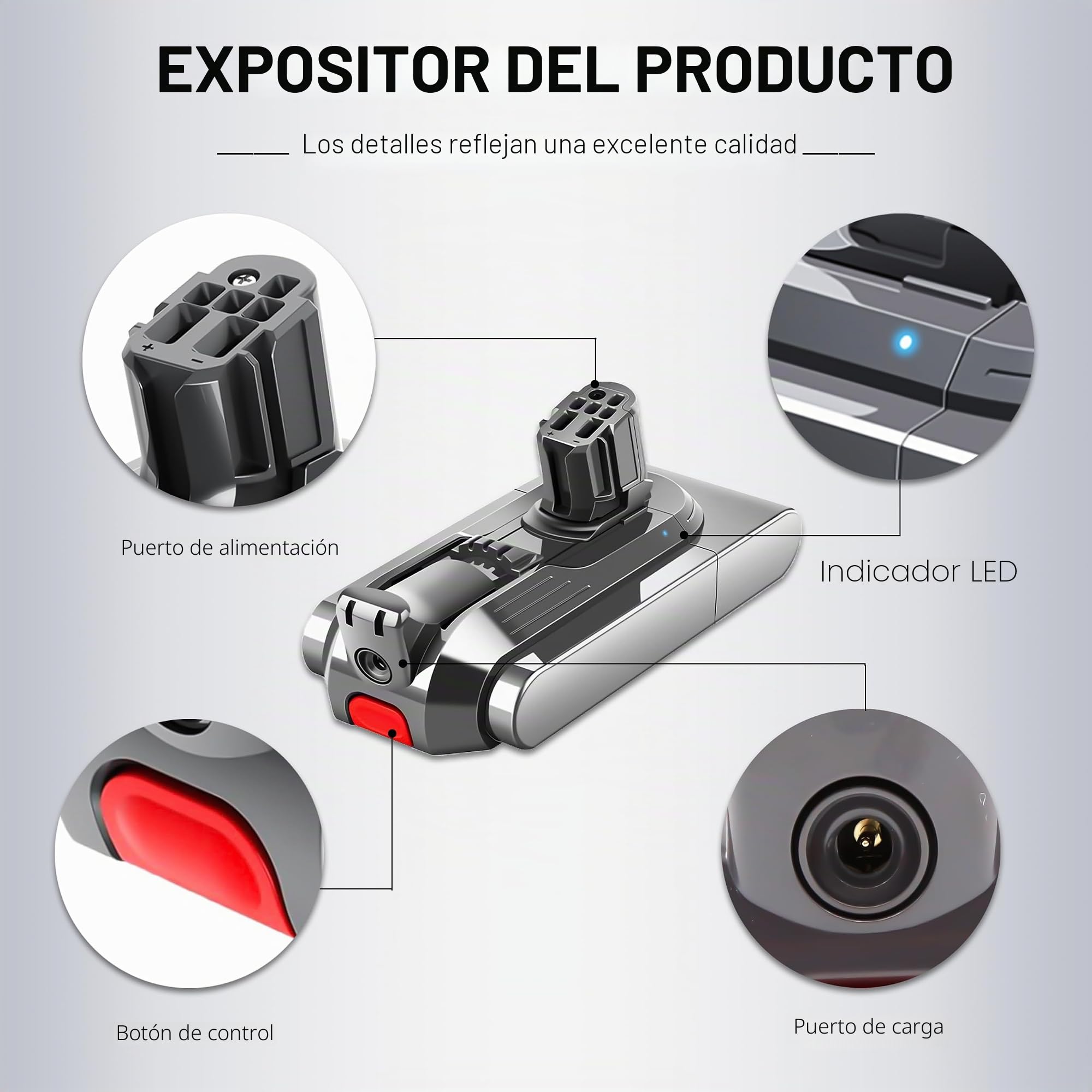 BLESYS V12 Batería para Dyson V12 Detect Slim/Fluffy/Absolute, Accesorio de batería para Aspiradora 965470-01 484607 (No para SV12 V10 V11)