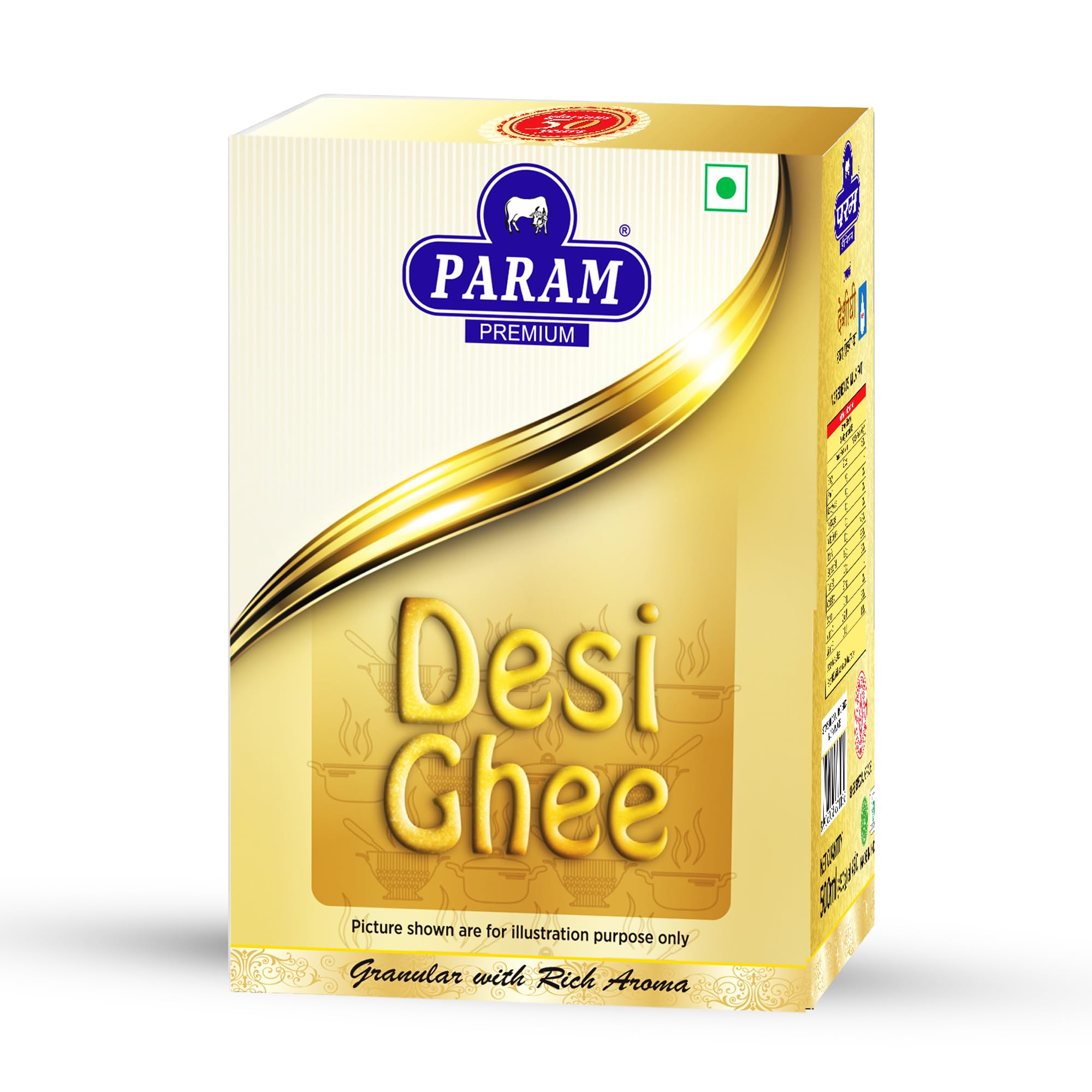 Param Premium Desi Ghee with Rich Aroma | 100% Pure and Natural Desi Ghee for Better Digestion & Immunity | 500 ML Tetra Pack (Pack of 1)