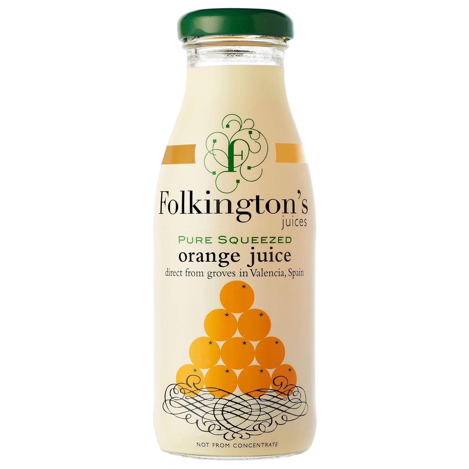 Folkington's Orange Juice, 100% Pure, 12x250ml Bottles, Not from Concentrate, 12 Pieces