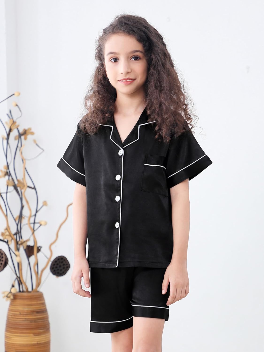 DIPUG Girls Silk Pajamas Set Satin Pjs for Kids Comfortable Nights Sleepwear - Image 2