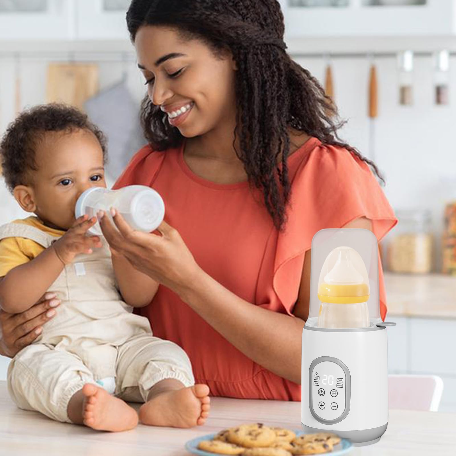 Chauffe-biberon portable, chauffe-aliments pour voyage, appareil automatique à température contrôlée avec chauffage constant, accessoire de formule de lait maternel pour voyage, Gris, Consulte la
