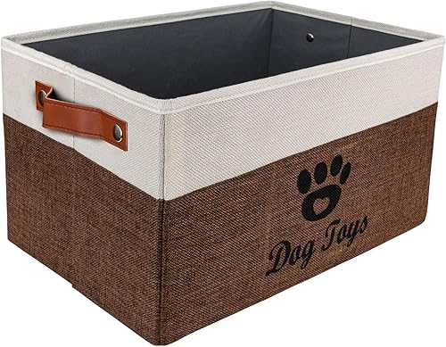 FJZFING Contenedores de almacenamiento plegables para perros y mascotas, caja de juguetes con asas, cesta de almacenamiento organizadora para