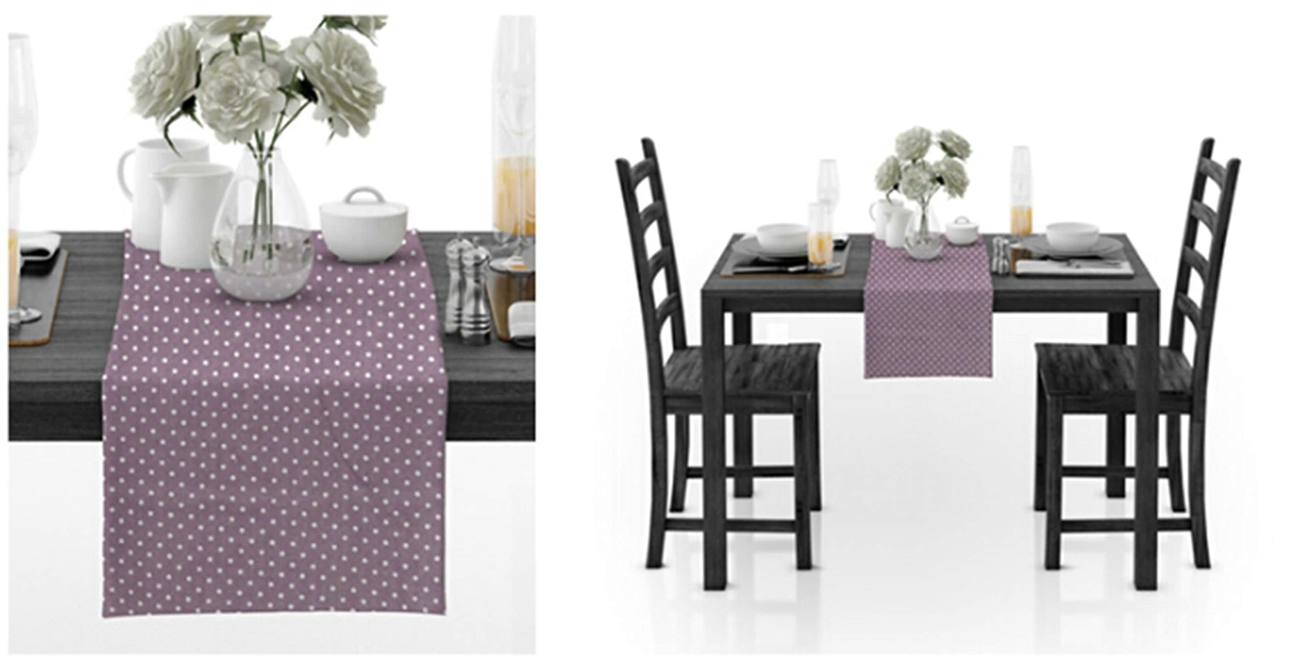 Aeici Camino de mesa de comedor de algodón, diseño de lunares, camino de mesa de café, Navidad, 30 x 188 cm, camino de mesa para mesa cuadrada de comedor, color morado
