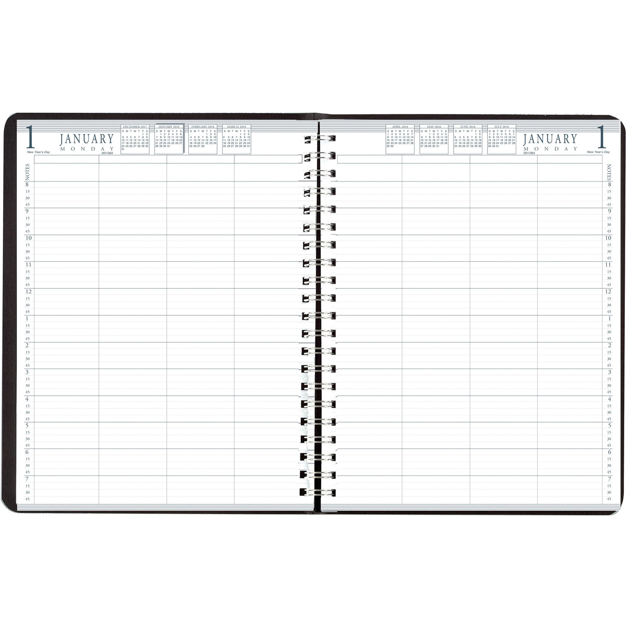 House of Doolittle Agenda giornaliera di gruppo 12 mesi per 8 persone, da gennaio 2027 a dicembre 2027, layout giornaliero a doppia pagina, 20,3 x 28 cm, copertina nera, set da 2