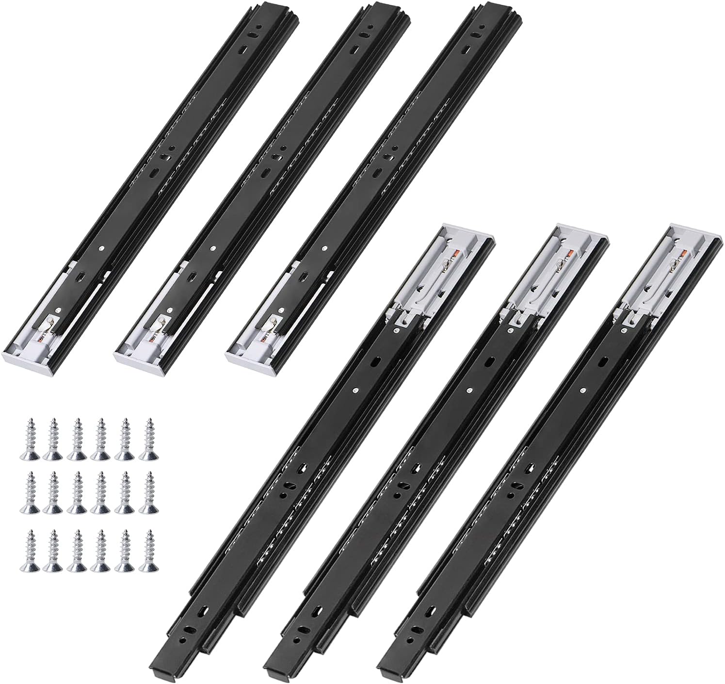 3 Pairs 16 Inches Soft Closing Drawer Slides, HommyPrefer 3Fold Full