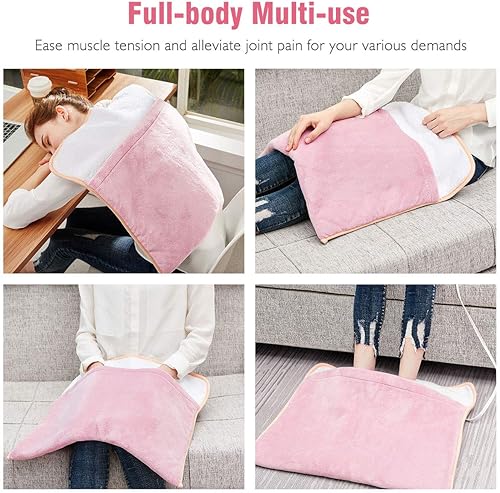 Vista 17 de Calentador de pies eléctrico, almohadilla térmica de franela ultra suave, extra grande para cama, abdomen, pies, espalda, calambres, oficina/hogar