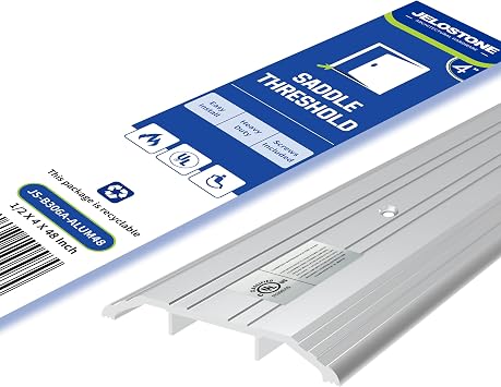 4W x 1/2H x 48L - Commercial Aluminum Door Threshold Mill Aluminum- Door Saddle- ADA accessible Barrier Free- Fire Rated- Door Thresholds for Exterior Doors, B306A