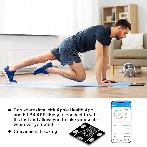 Miniatura 7 de Báscula inteligente de baño, báscula digital para el cuerpo, con pantalla LED retroiluminada y vidrio templado resistente, tamaño compacto, con un