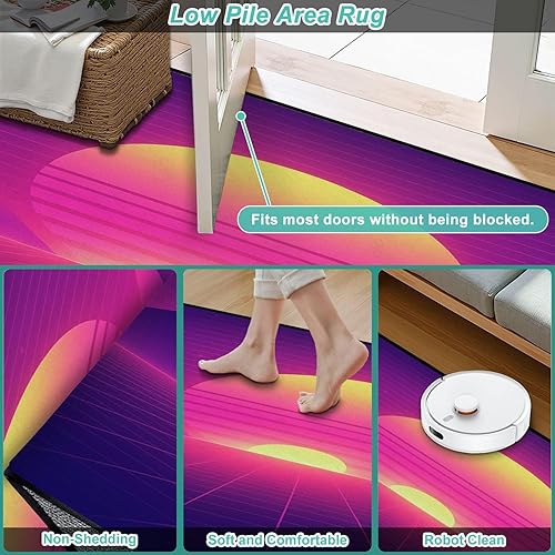 Miniatura 3 de Runner Rug Washable 2x6 Vaporwave retrowave synthwave Retro sci fi 1980s Landscape Cyber Non-Slip Hallway Area Rug Indoor Outdoor Home Decor for