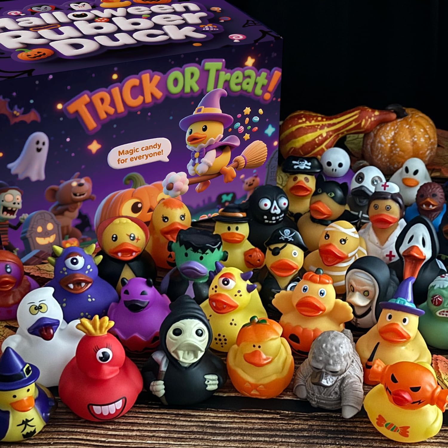 SQZUWIT 48 PCS Bulk Halloween Rubber Ducks Jeep Ducking Party Favors image 2