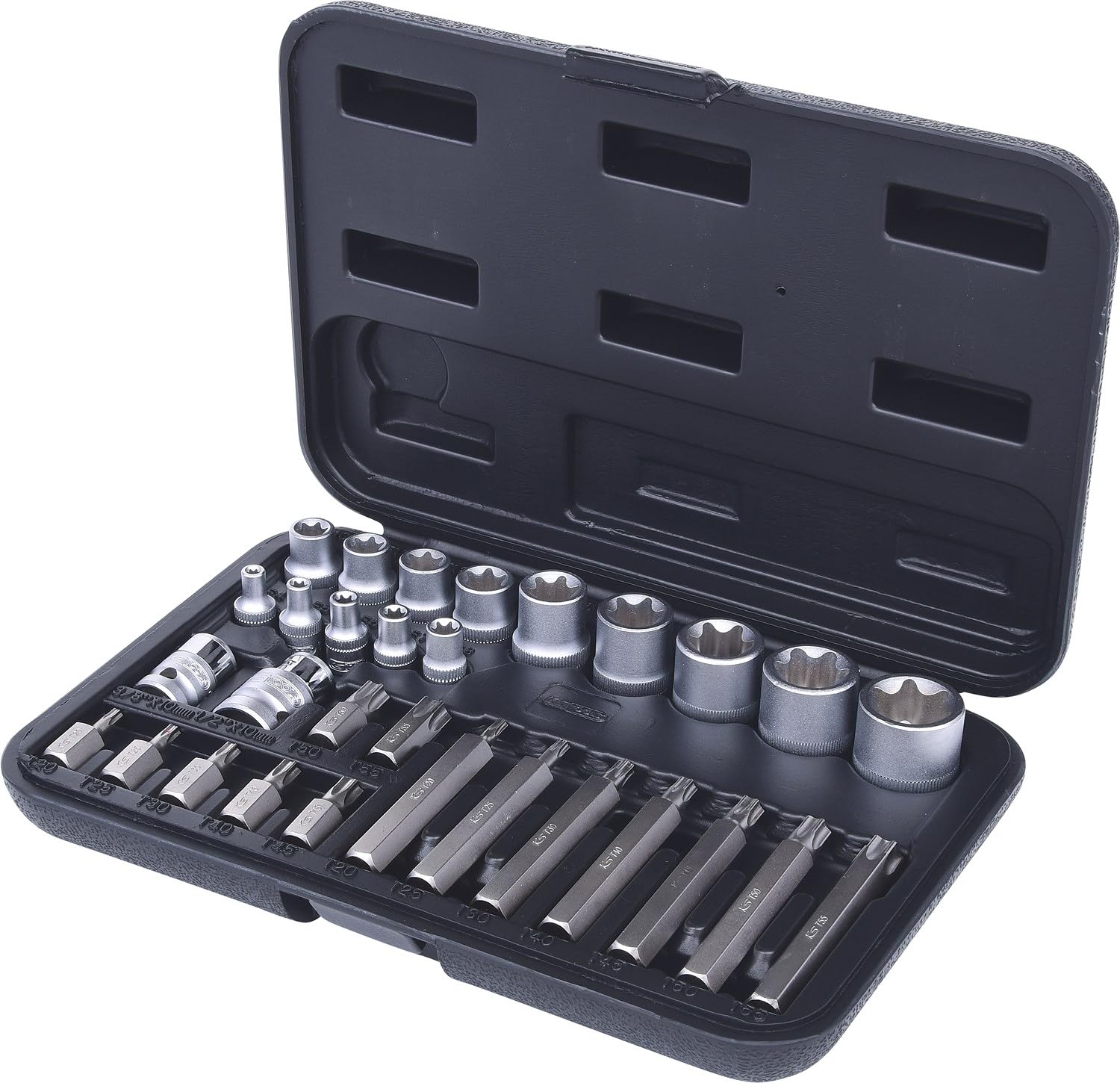 KS Tools 911.4301-2 Coffret de douilles et d'embouts 14 Torx percé 30 mm et 75 mm 30 pièces