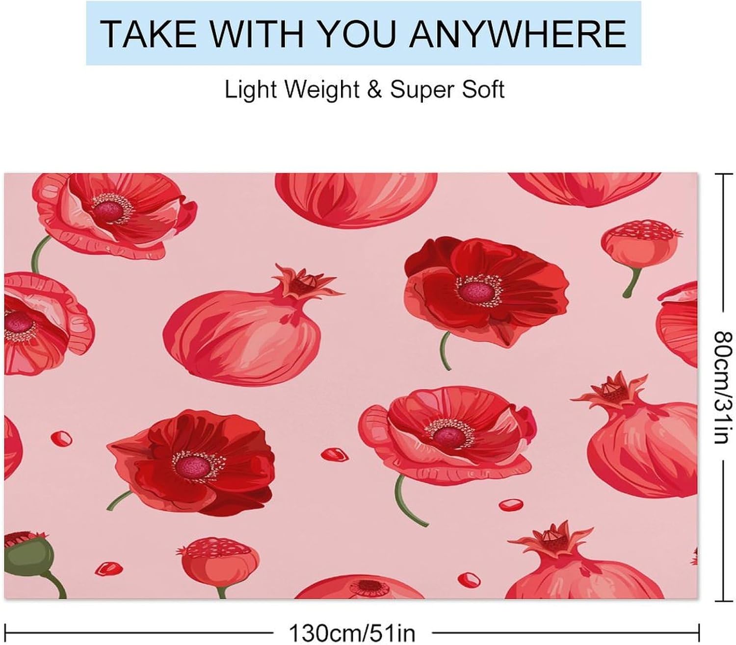 Swimming Towel, PeachPomegranate Pattern Printed Fashion Towel,Portable Towel,Durable Towel