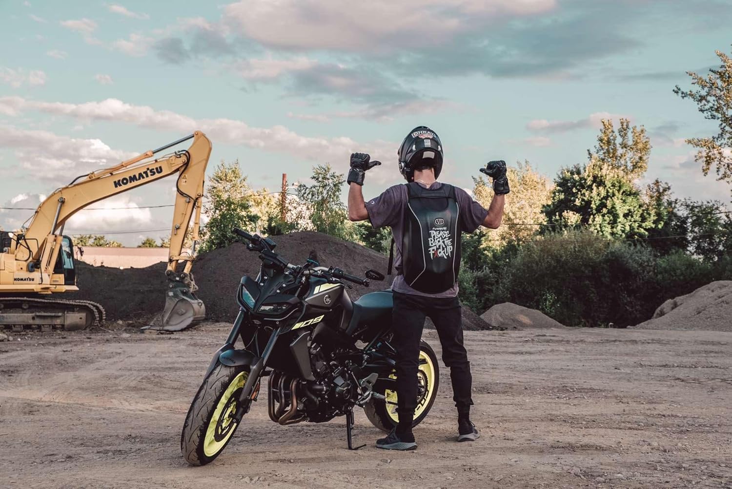Motorcycle License Plate Frame TikTok Made Me Buy it Trend If You Can Read This Back Up Funny Back Up Holder Funny Car Gift Men Women Your Too Close (Frame + Backpack Combo)