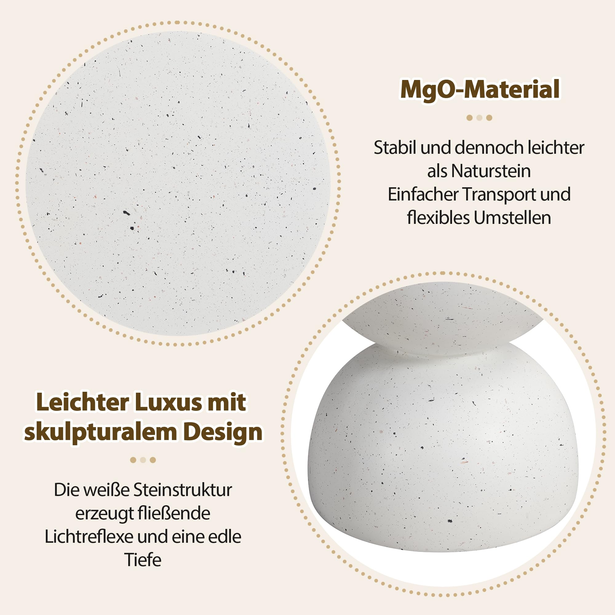 Merax Tavolino da esterno in MgO, leggero, moderno, impermeabile e resistente ai raggi UV, tavolo da balcone resistente alle intemperie, senza montaggio, per giardino, terrazza, piscina e interni