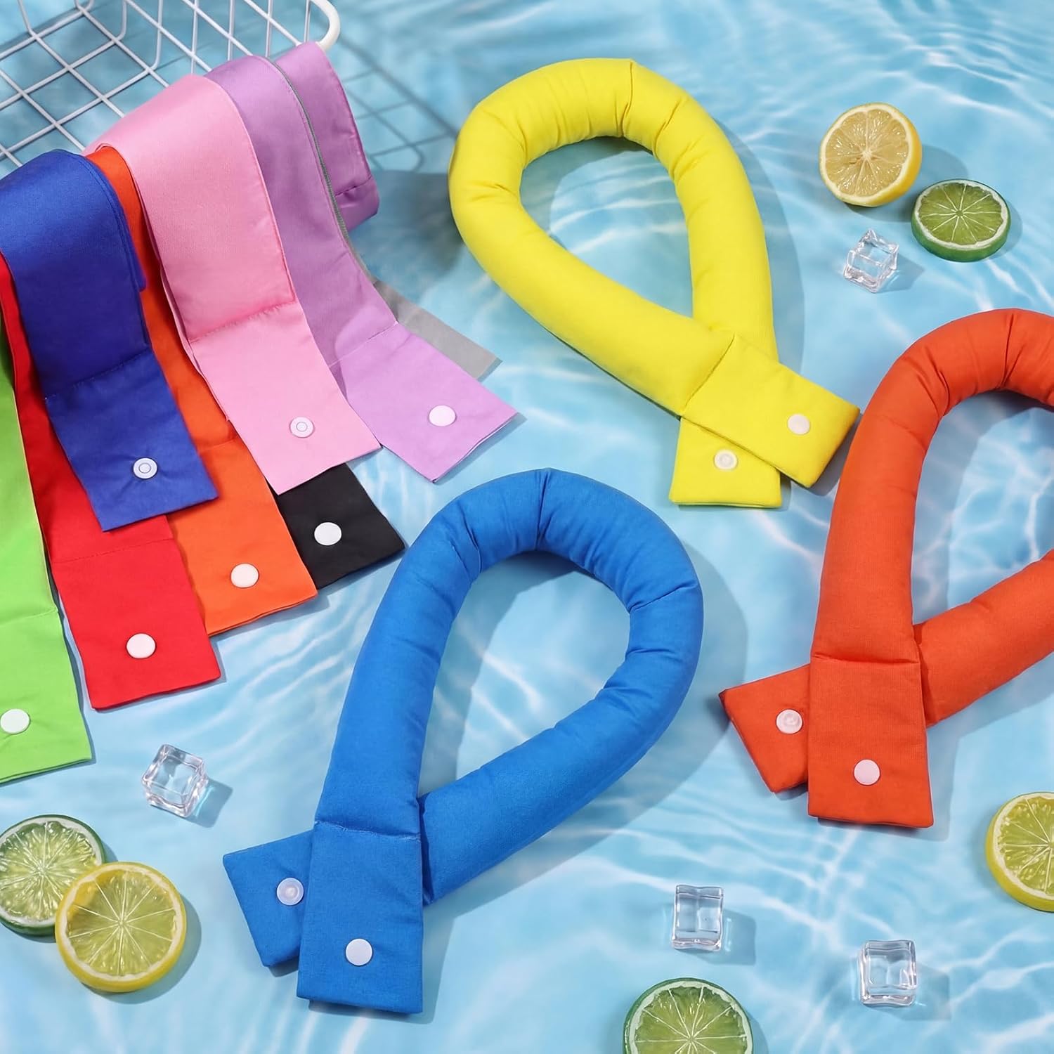 Eurzom Cooling Neck Wraps Bulk with Button Ice Scarf Water Soaking Wraps Coolers Neck Bandana Headband for Women Men Dog, Hiking Camping Hot Summer Outdoor