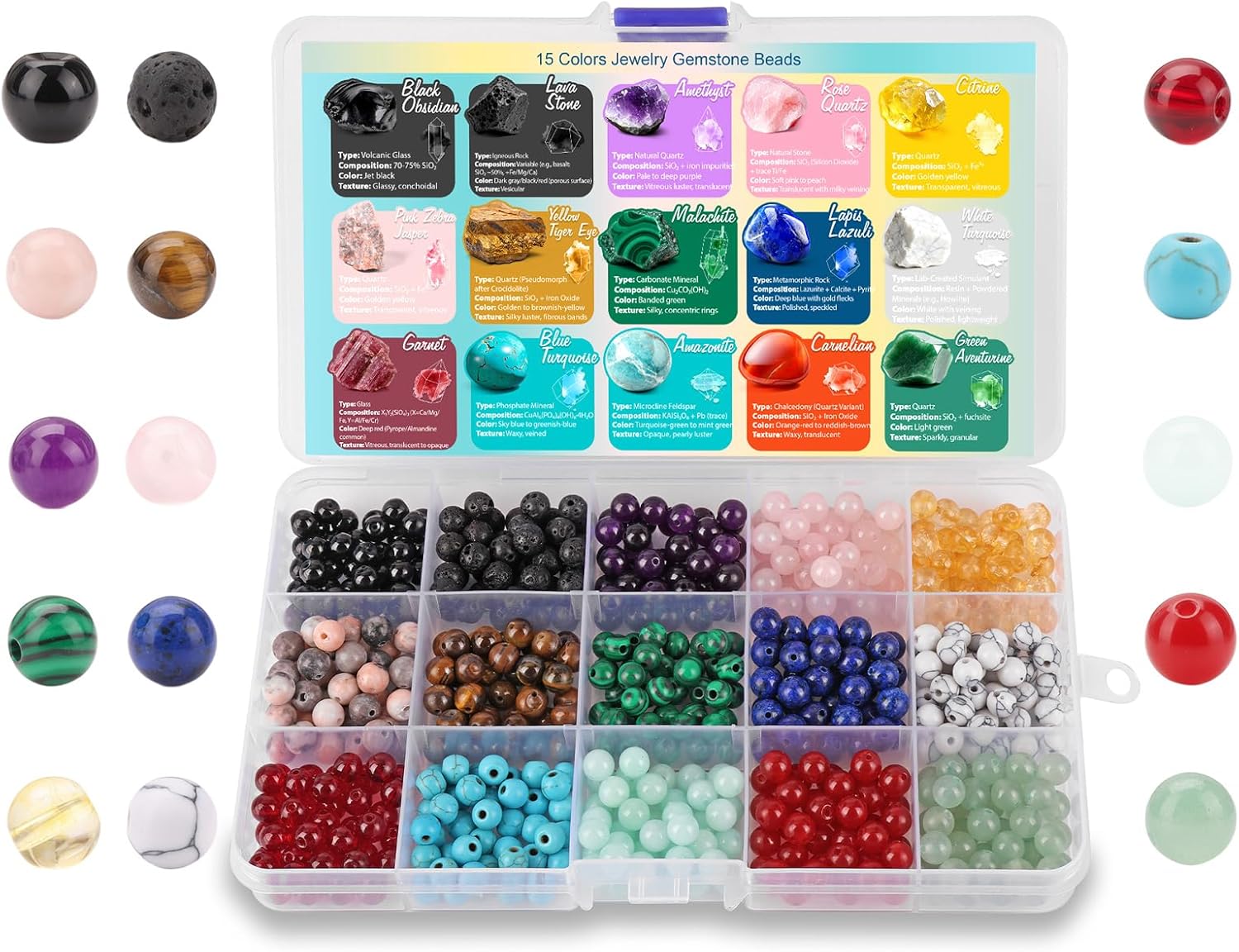 Crystal Chips Beads for Jewelry Making, 24 Colors Natural Gemstone Beads Making Box with Plastic Box for Ring, Bracelets, Irregular Gemstone Beads with Drilled Holes