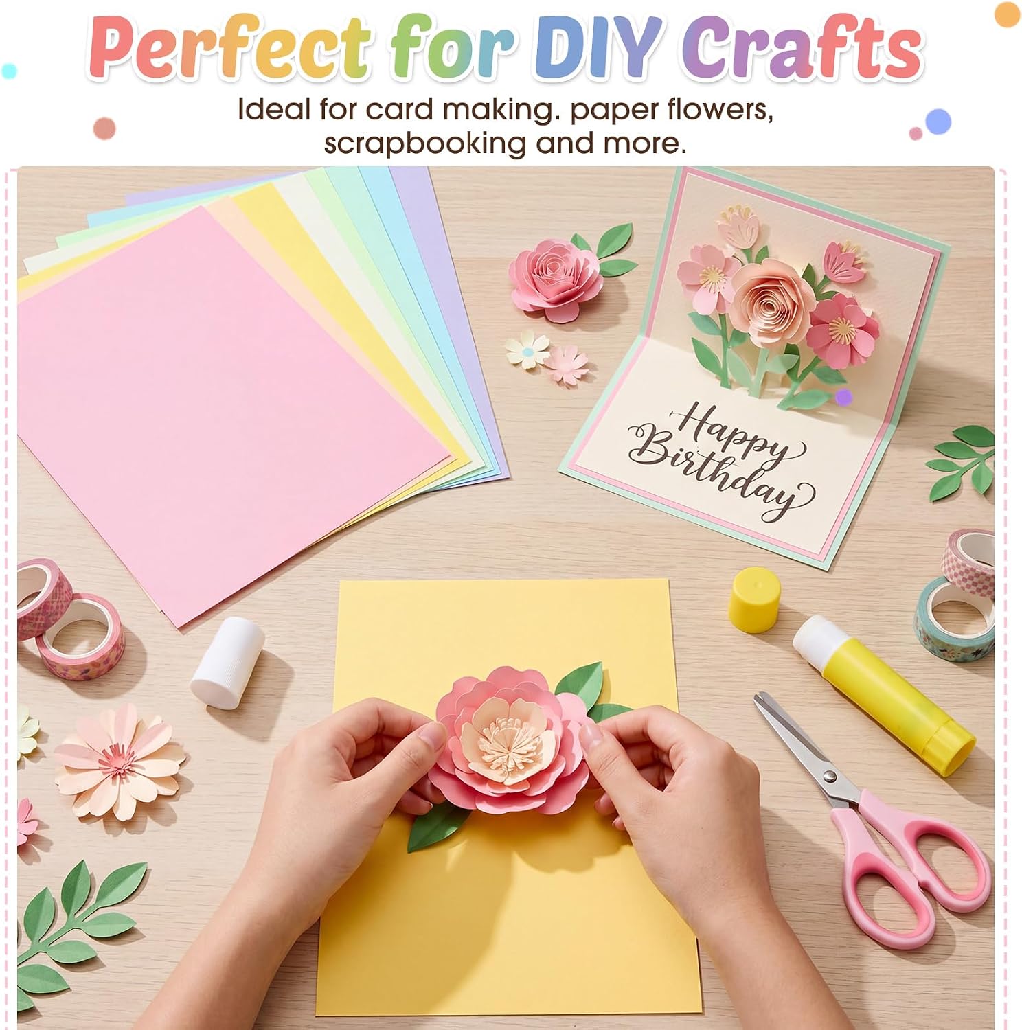 Colarr 100 Sheets Colored Cardstock Paper 8.3" x 11.7", Macarone Series