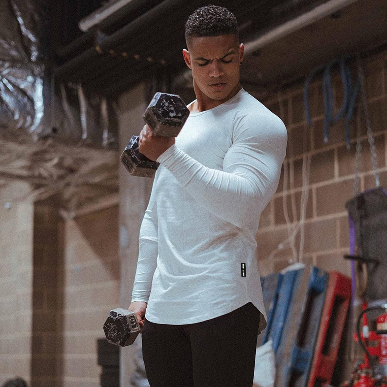 Mens Gym Workout Slim Fit Short Sleeve T-Shirt Cotton Performance Athletic Shirts Running Fitness Tee Loungewear - Image 5