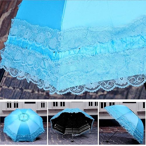 Miniatura 7 de WANLIAN Paraguas plegable a prueba de rayos ultravioleta de encaje princesa Cúpula Anti-uv Parasol Decoraciones de boda Accesorios para sesión de