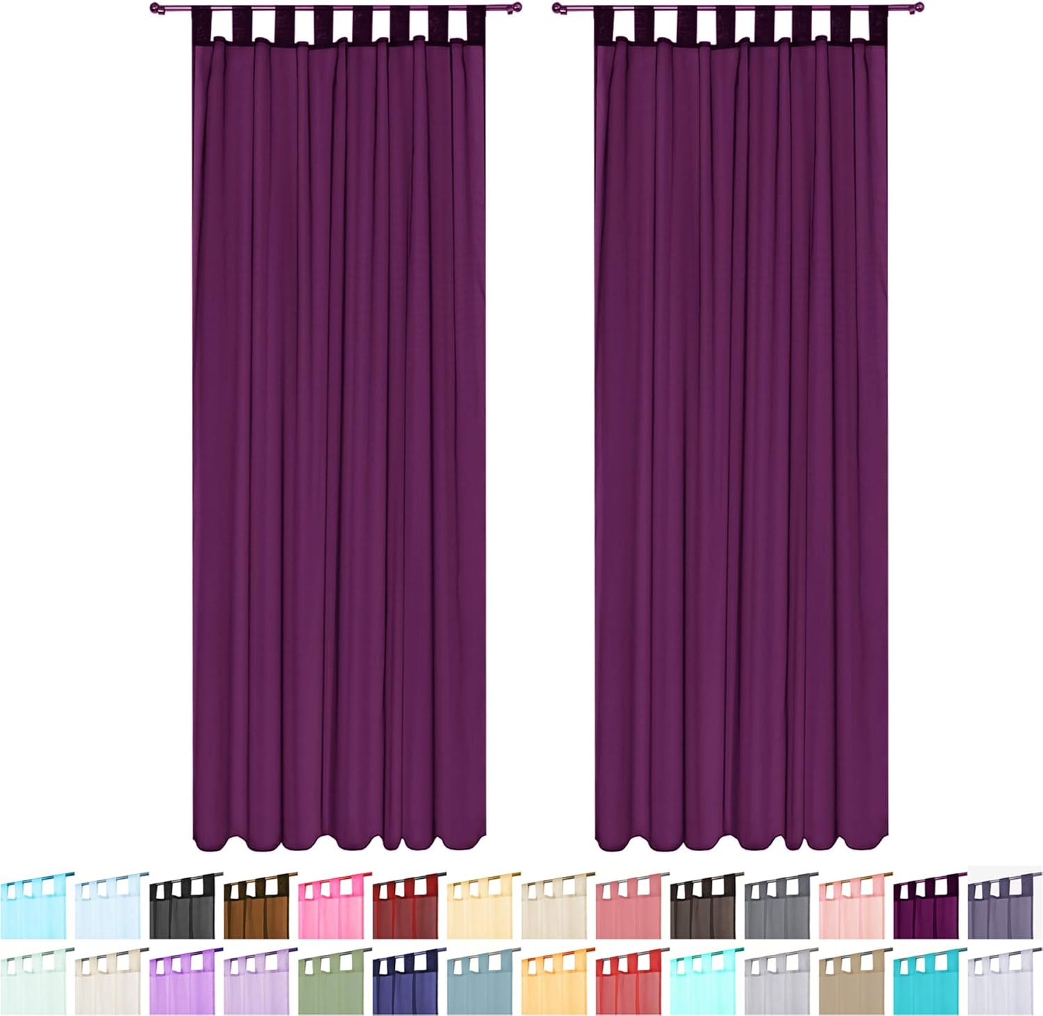 Megachest sheer Voile Tab Top Curtain(eggplant, 56" wideX81 drop(W142cmXH206cm)), W 56" x L 81" (2 Panels)
