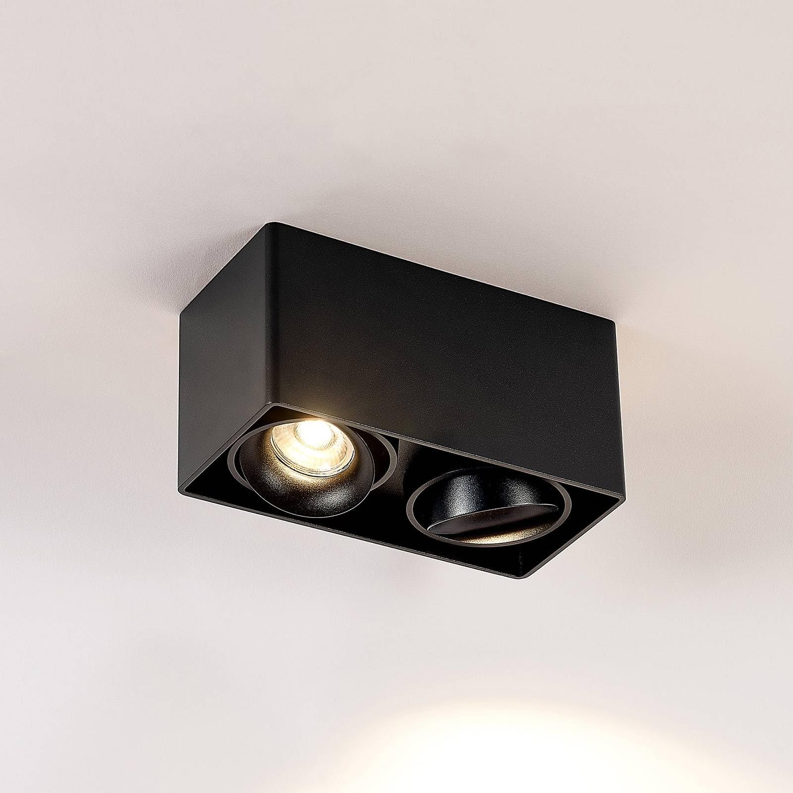 Arcchio lámpara de techo en negro, plafón | lámpara de salón, gu10, 2 bombillas, moderno, angular para pasillo, sala de estar, salón, cocina, comedor