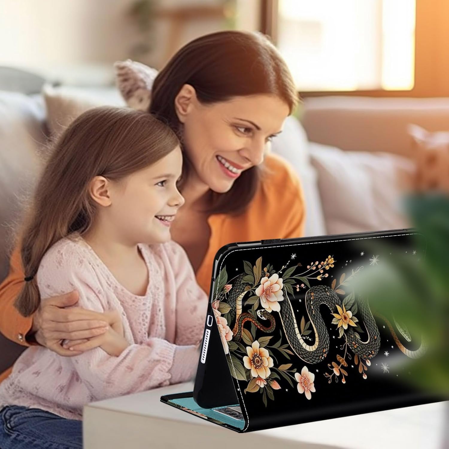 Case for iPad 10th Generation 10.9 inch 2022,for iPad (A16) 11th Generation 11 Inch 2025,Wallet PU Leather Folio Cover Multi-Angle Stand with Auto Wake/Sleep,Aesthetic Snake Floral