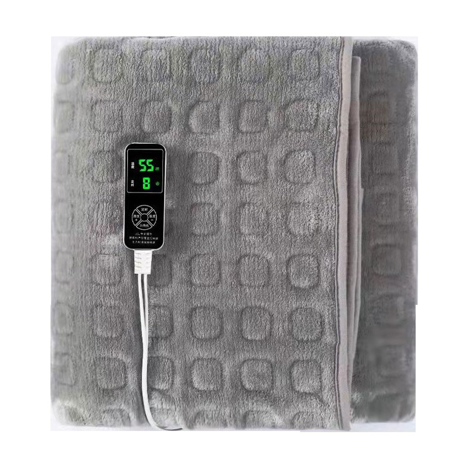 Grey Heated Throw Electric Blanket,Heated Blanket Machine Washable Soft Micro Fleece Electric Throw Overblanket With Timer And Temperature Control