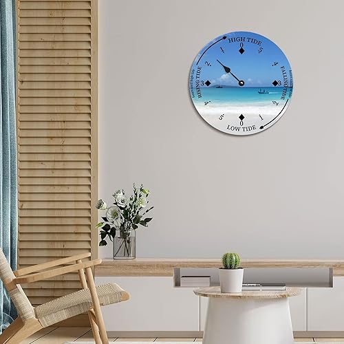 Miniatura 5 de Reloj de marea para playa, barco, costa rocosa, reloj de marea oceánica, marea alta, marea baja, reloj de movimiento de marea náutica para el hogar,