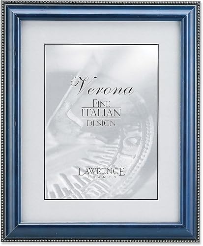 Lawrence Frames Marco de fotos con acabado azul de 4 x 6 pulgadas, diseño de cuentas doradas