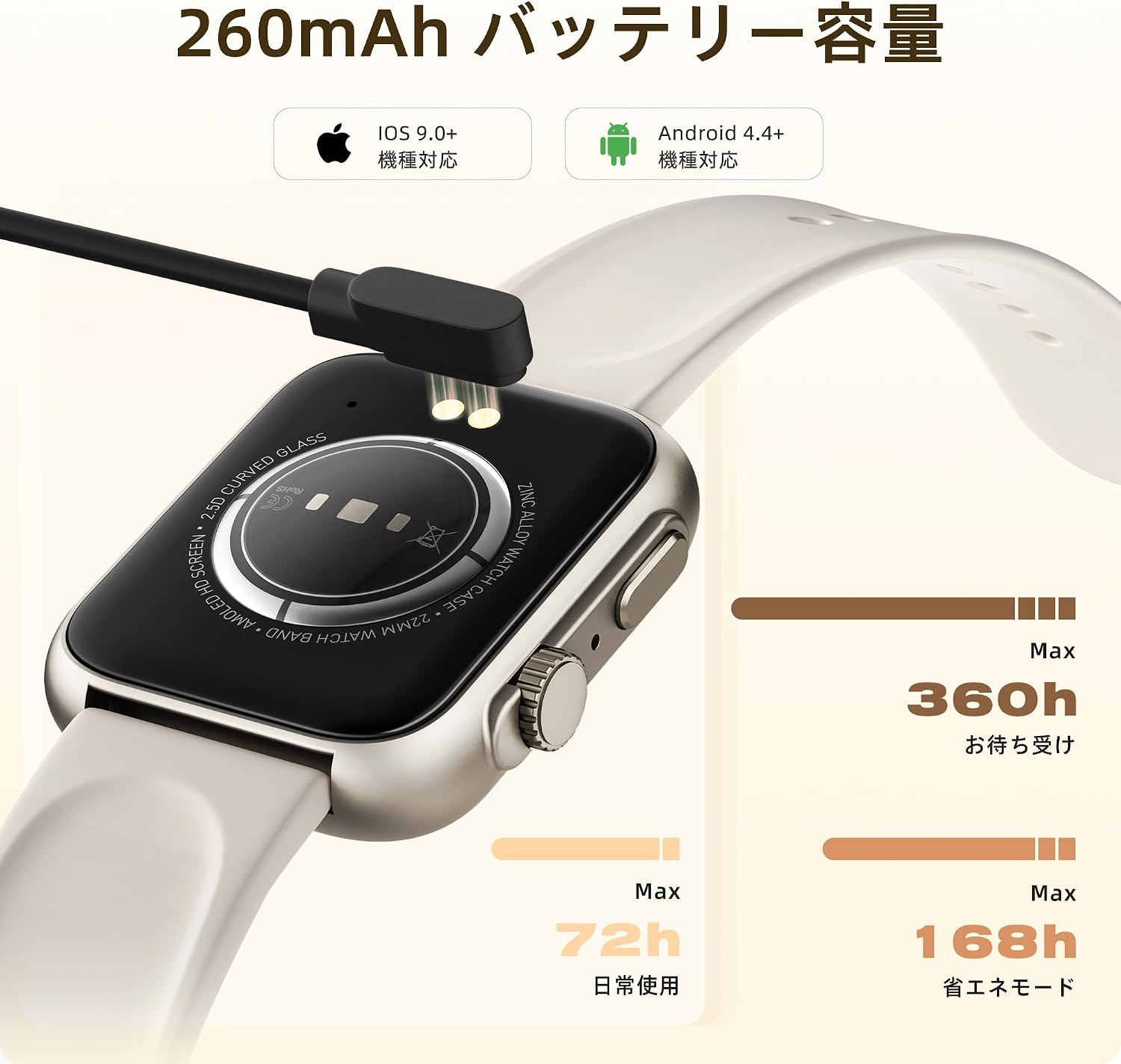 Smartwatch by Unknown Brand - 2026 Model with AI Voice Assistant, Bluetooth Calling, 1.91-inch Large Screen, Email/Line/SNS Notifications, IP68 Waterproof, iPhone/Android Compatible, 123 Sports Modes, Activity Tracker, Pedometer, Weather Display, Multiple Watch Faces, Sports Watch for Men and Women, Gift in Beige view 8