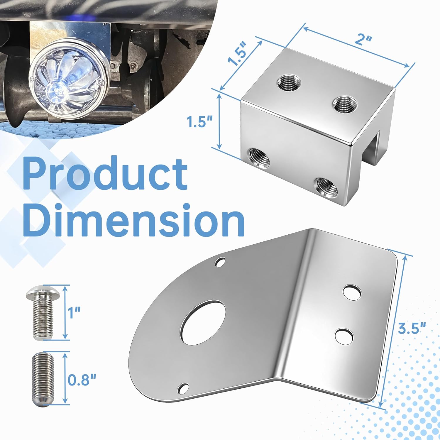 Watermelon Mount Frame Bracket Angled Mount Clamp, Silver, Stainless Steel, 45 Degree,(2pcs)