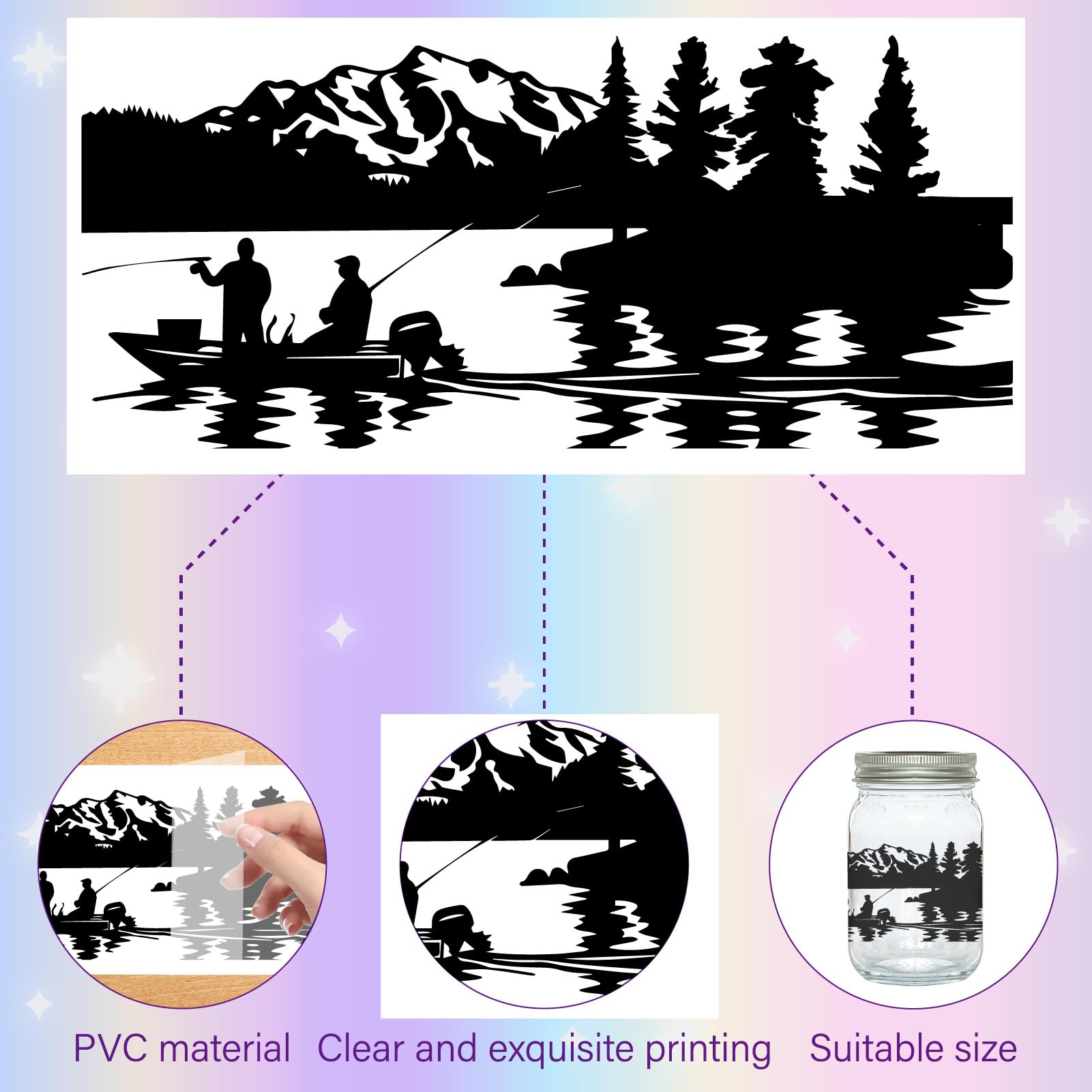 CREATCABIN 24Pcs Halloween Animals Silhouettes Mason Jar Decals Moon Wolf Bear Deer Scrap Booking Stickers Cardboard Making Crafts Laser Cut PVC Waterproof For Lantern Jars DIY Halloween 3.5x3.9 Inch