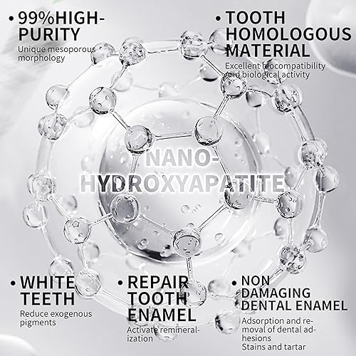 Miniatura 5 de 10% Nano Hidroxiapatita Pasta de dientes para reparación avanzada del esmalte y alivio de la sensibilidad, sin flúor, menta fresca, pasta dental